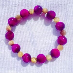 Purple and Yellow Beaded Bracelet